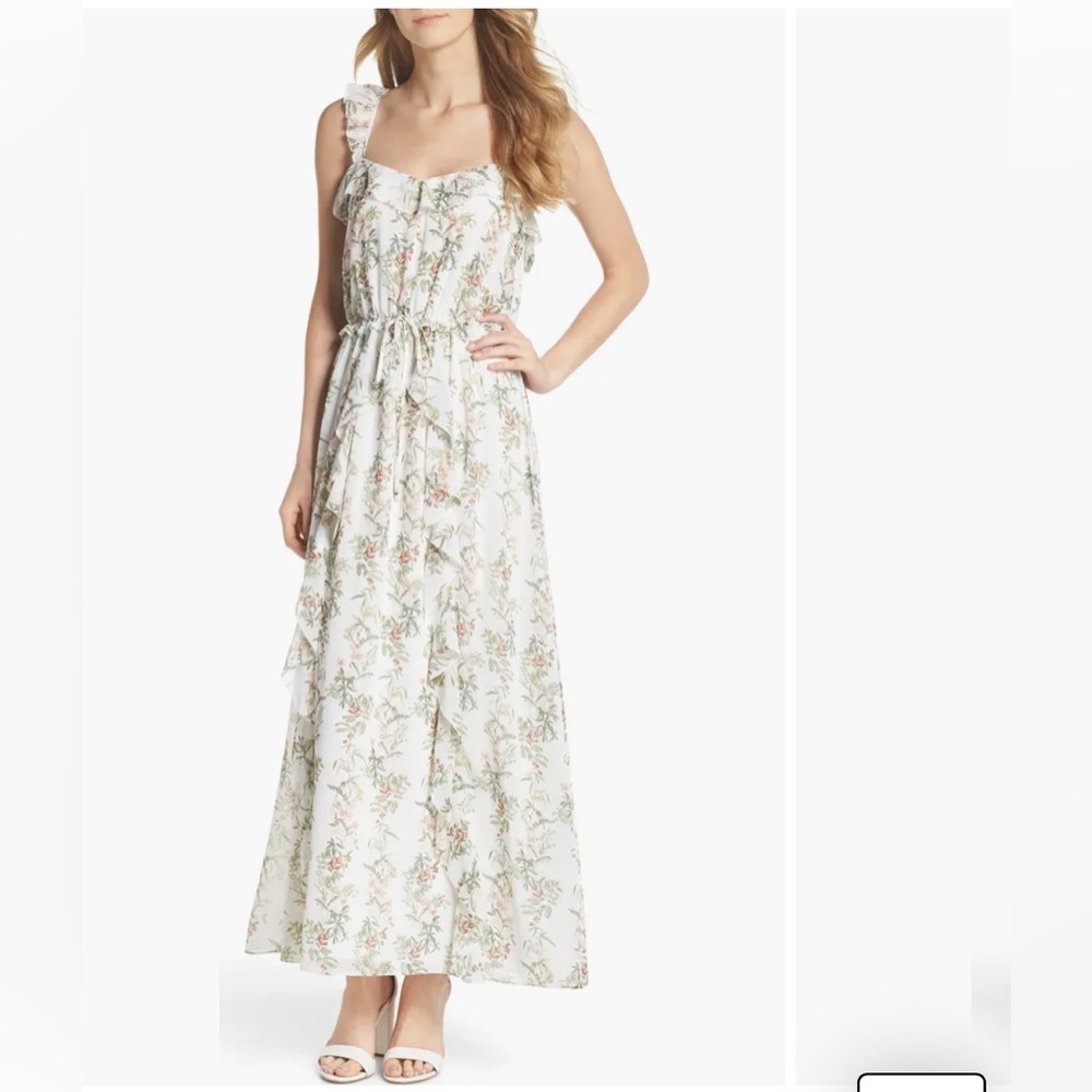 Gal Meets Glam Isabella Floral Stripe Cross Back Maxi Dress - Picture 12 of 12
